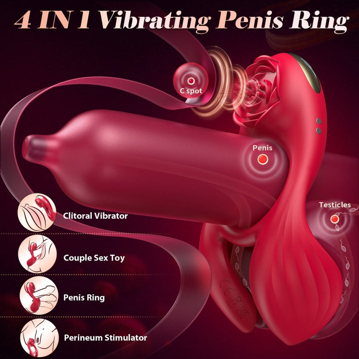 4 in 1 Multi Stimulations Penis Cock Ring for Single or Couple - Sohimi