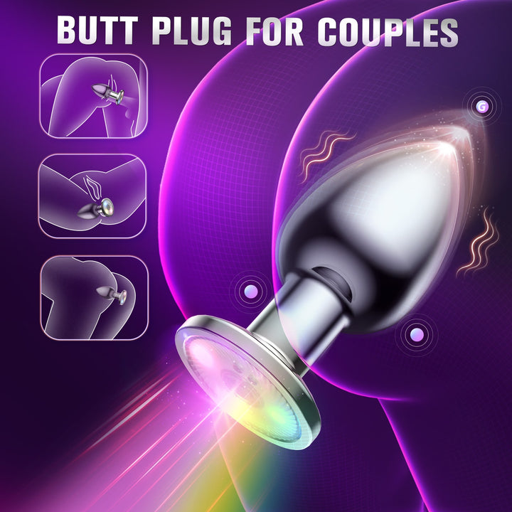 Anal Vibrator Sex Toy Butt Plug with Flashing Light Base