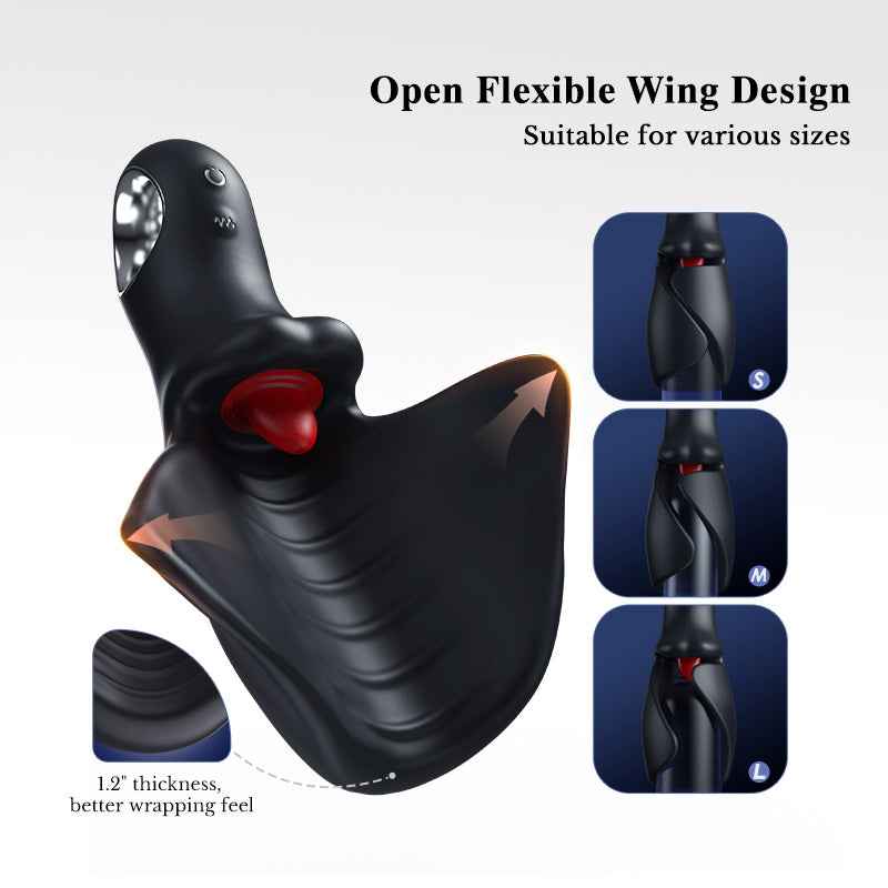 Black flexible wing design product with size options on a white background