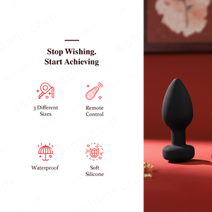 Black silicone product on a red background with feature text and icons.