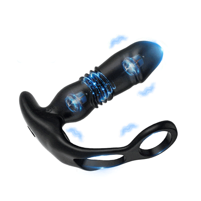 Dual Cock Ring Powerful Thrusting & Vibration Butt Plug