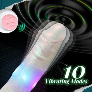 8.27in Realistic Glowing Dildo Vibrator with 4 Light Modes - Sohimi
