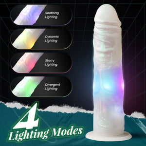 8.27in Realistic Glowing Dildo Vibrator with 4 Light Modes - Sohimi