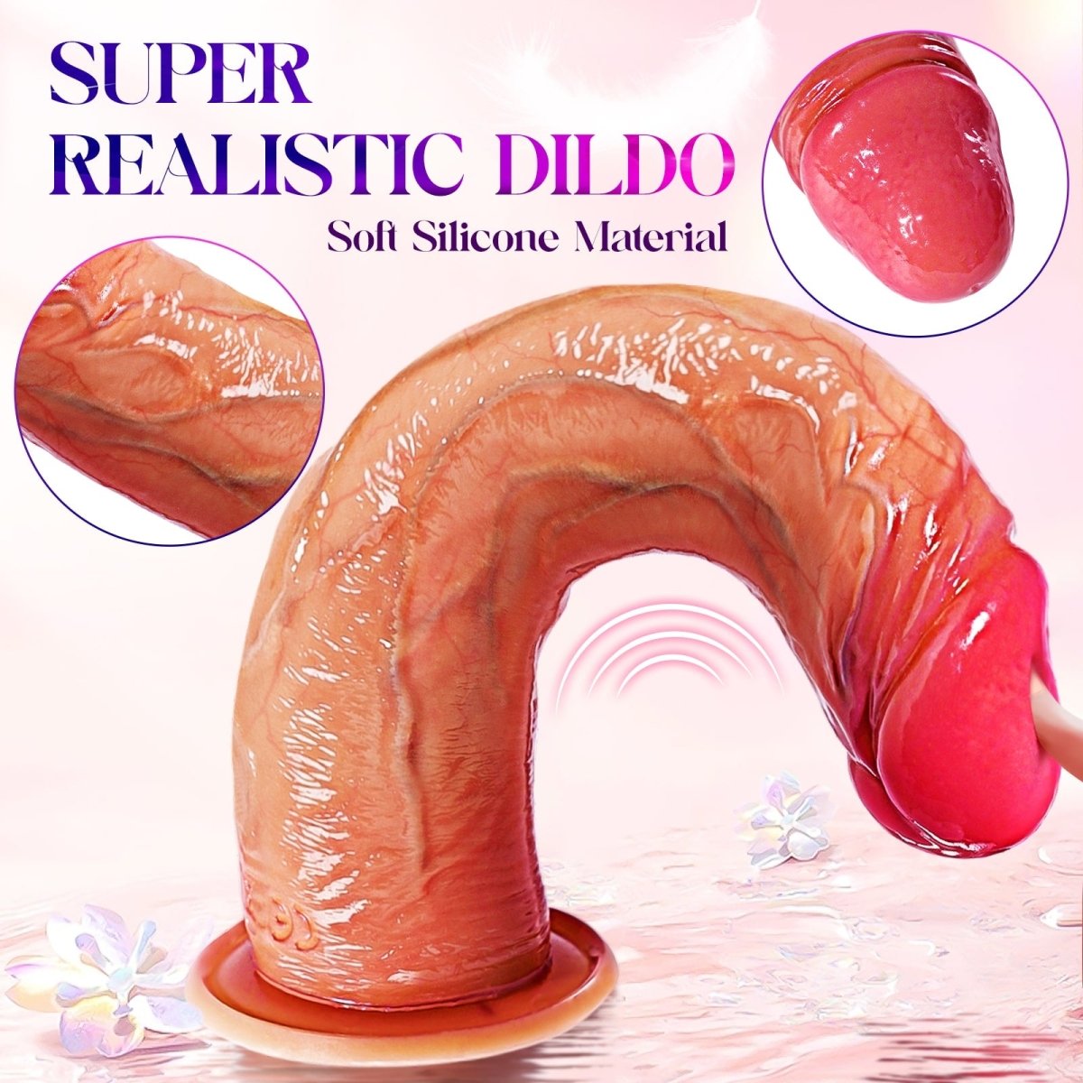 8.27in Realistic Glowing Dildo Vibrator with 4 Light Modes - Sohimi