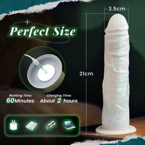 8.27in Realistic Glowing Dildo Vibrator with 4 Light Modes - Sohimi