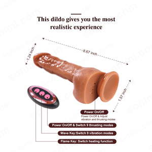 8.67inch Realistic Vibration and Thrusting Dildo with Smart Heating - Sohimi