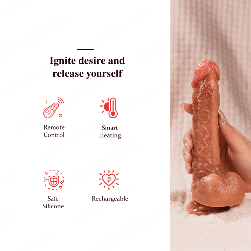 8.67inch Realistic Vibration and Thrusting Dildo with Smart Heating - Sohimi