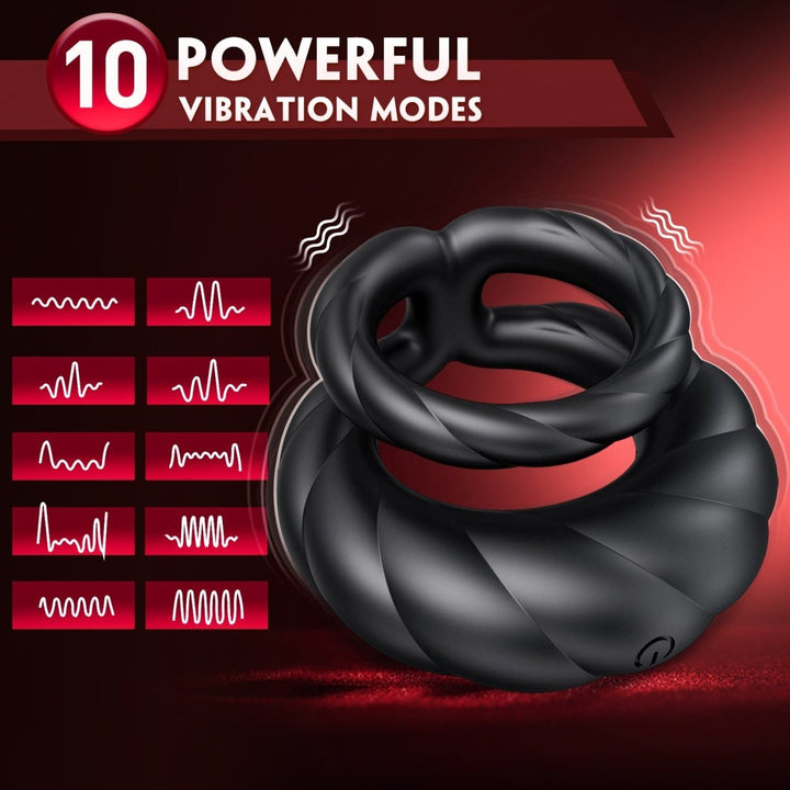 Adult Double Penis Ring Vibrator Cock Ring with 10 Vibration Modes - Sohimi