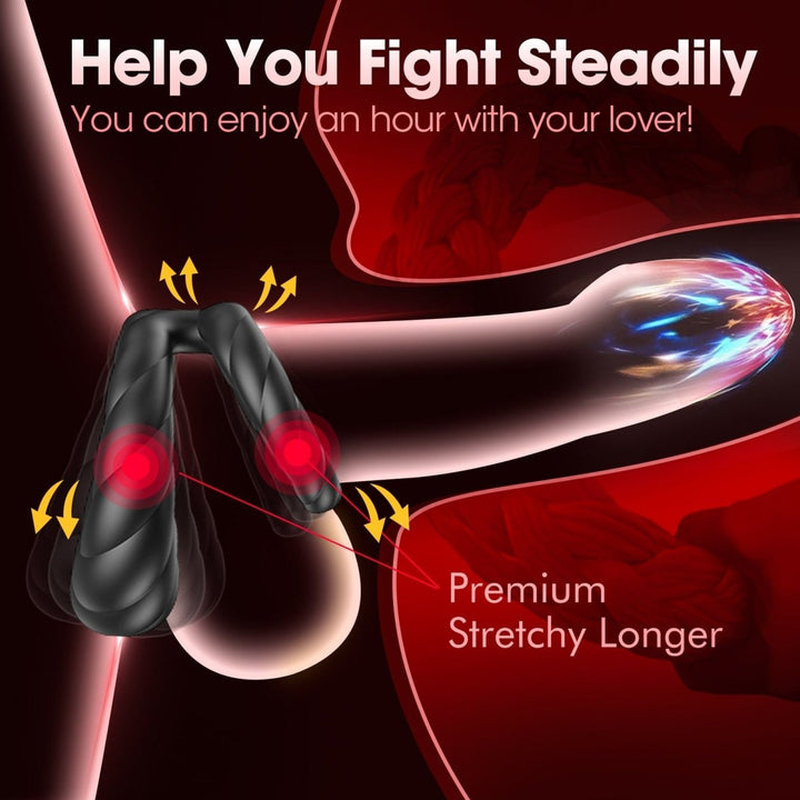 Adult Double Penis Ring Vibrator Cock Ring with 10 Vibration Modes - Sohimi