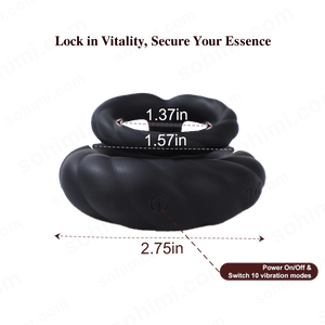 Adult Double Penis Ring Vibrator Cock Ring with 10 Vibration Modes - Sohimi