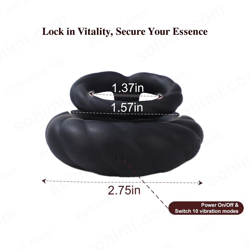 Adult Double Penis Ring Vibrator Cock Ring with 10 Vibration Modes - Sohimi