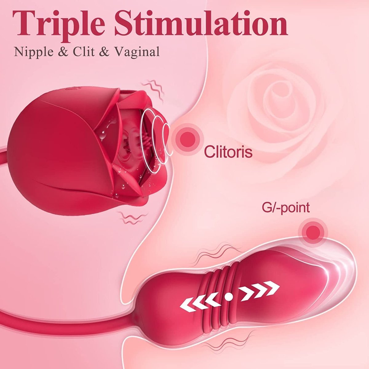Thrusting Dildo with Rose Suction Vibrator | Sohimi Thrusting Dildo with Rose Suction Vibrator | Sohimi