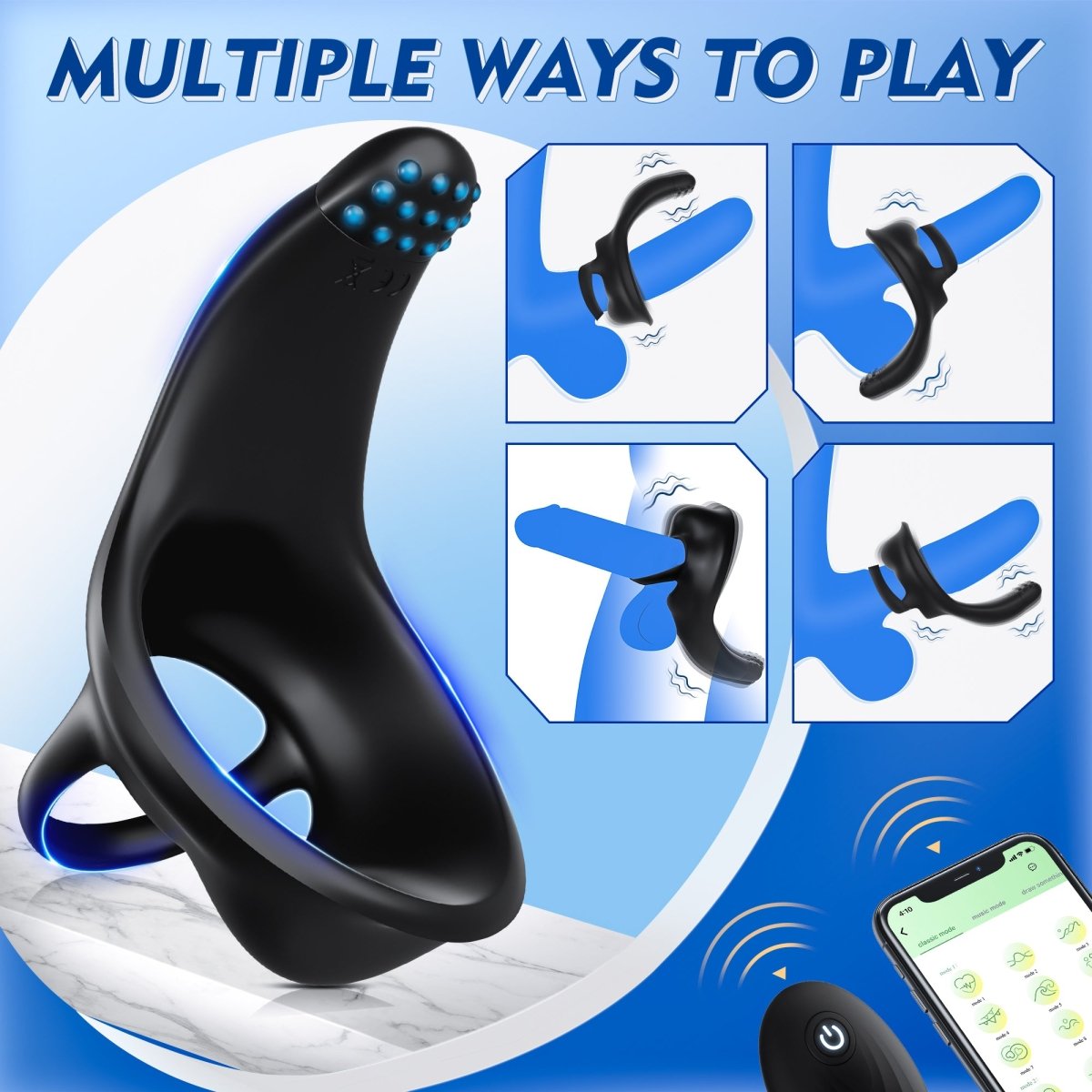 App Control Multi Stimulation Penis Ring and Prostate Massager - Sohimi