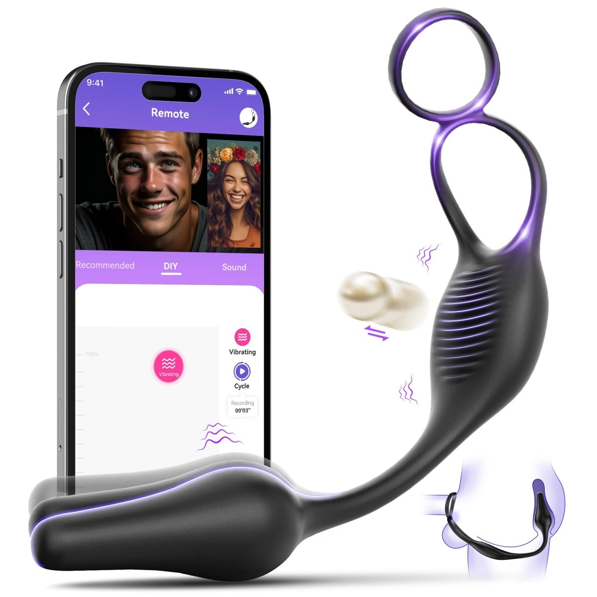 ARCHIE 3 in 1 Prostate Massager Butt Plug with Double Ring - Sohimi