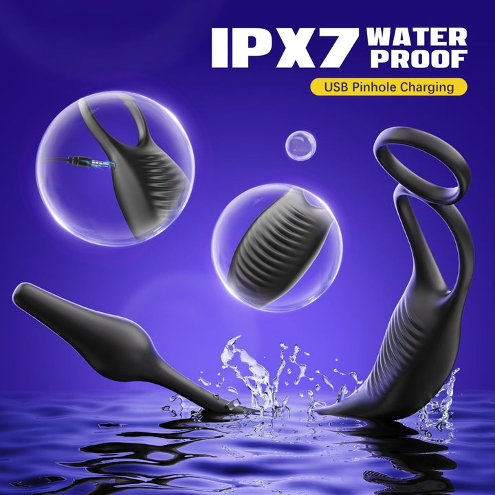 ARCHIE 3 in 1 Prostate Massager Butt Plug with Double Ring - Sohimi