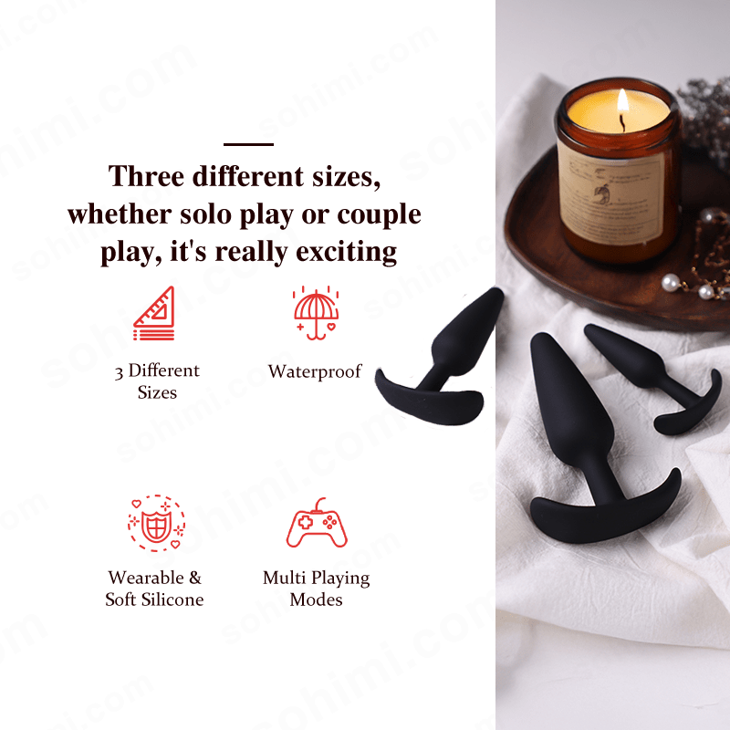 BAKI| 3 PCS Wearbale Silicone Anal Butt Plug - Sohimi