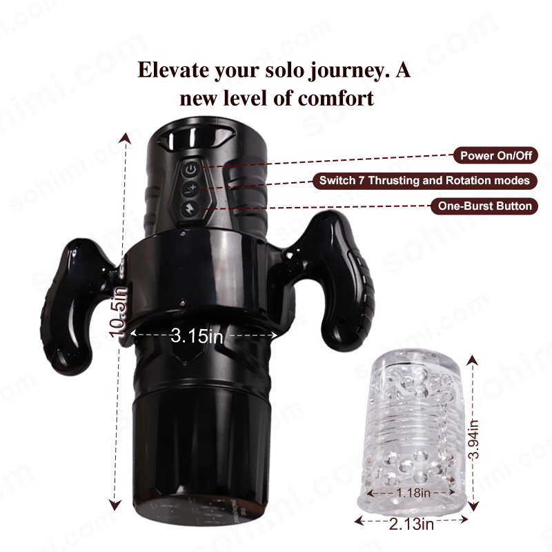 BLACK KNIGHT| Automatic Thrusting & Rotating Male Masturbator Sex Toys - Sohimi