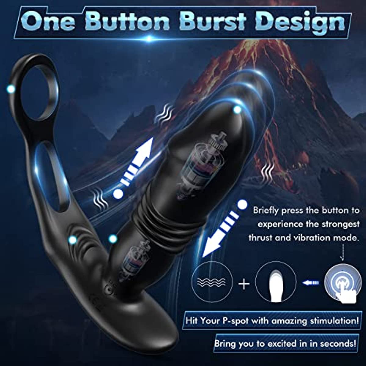 Dual Cock Ring Powerful Thrusting & Vibration Butt Plug - Sohimi