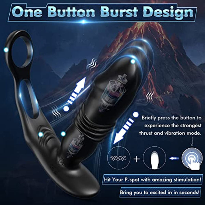 Dual Cock Ring Powerful Thrusting & Vibration Butt Plug - Sohimi