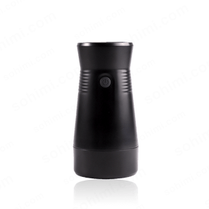Black male masturbator device with a power button on a transparent background with 'sohimi.com' 