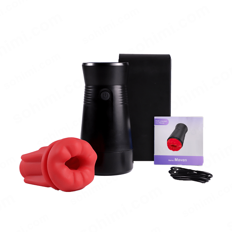 Black and red product set with packaging on a green background with 'sohimi.com' text.