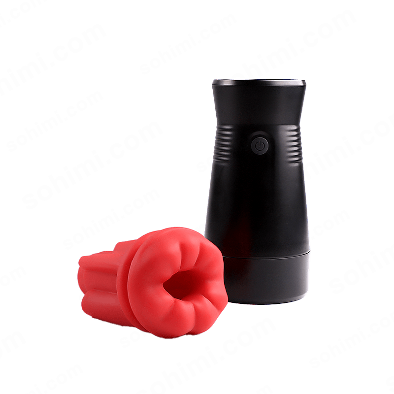 Black handheld device with red attachments on a transparent background with 'sohimi.com' branding.