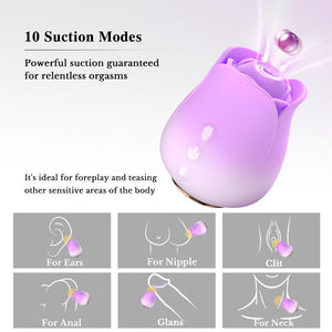 Female App Control Gradient Silicone Rose Vibrator - Gardenia(Suction) - Sohimi