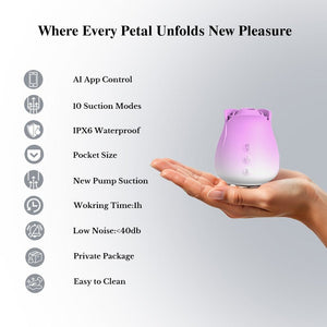 Female App Control Gradient Silicone Rose Vibrator - Gardenia(Suction) - Sohimi