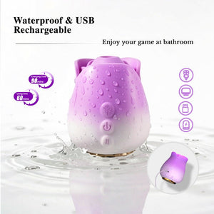 Female App Control Gradient Silicone Rose Vibrator - Gardenia(Suction) - Sohimi