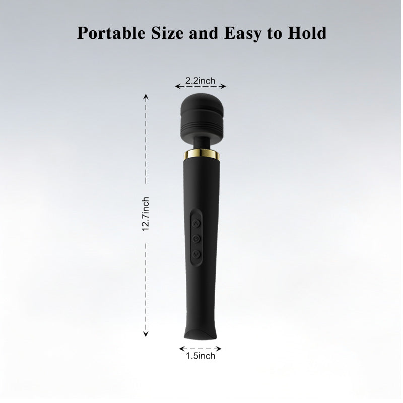 Ergonomic handle grip and size dimensions of Valora massager