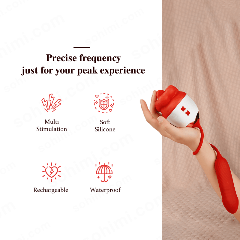HZCSD|Rose Kiss and Bitting Thrusting Clitoris and G - Spot Vibrator - Sohimi