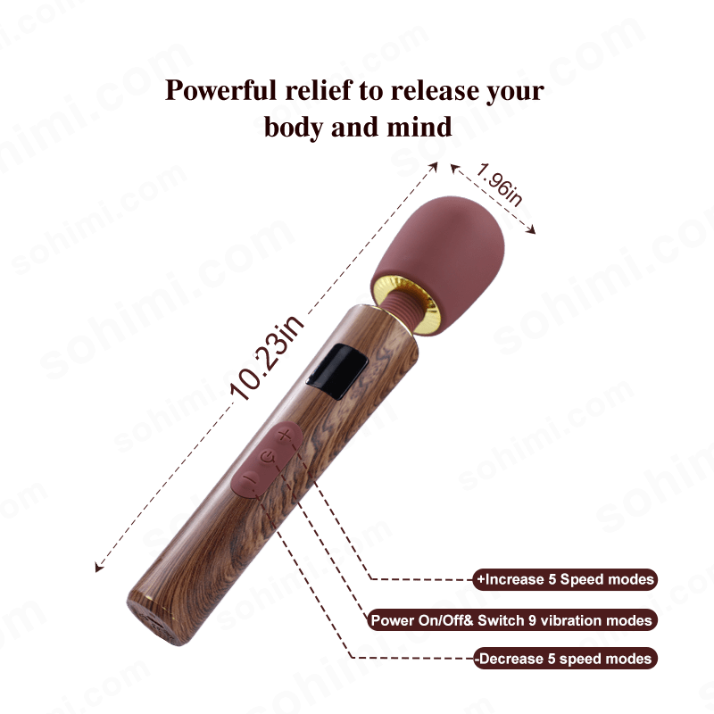 JUPITER|Wood - textured Cordless Rechargeable Handheld Wand Massager - Sohimi