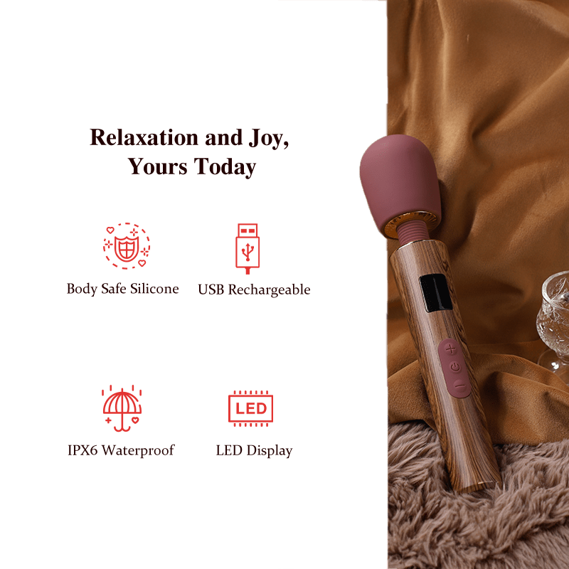 JUPITER|Wood - textured Cordless Rechargeable Handheld Wand Massager - Sohimi