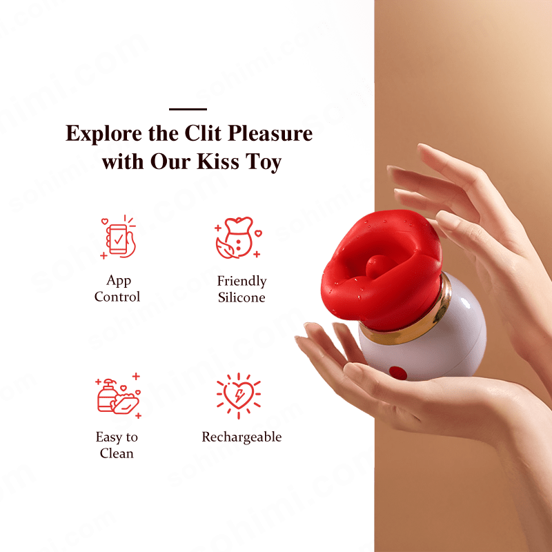 KISS|Rose Tongue Licking & Suction Clitoral Stimulator Sex Toys - Sohimi