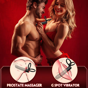 LaBiKe 3 in 1 Double Penetration Couples Vibrating Dildo Toy with Rings - Sohimi