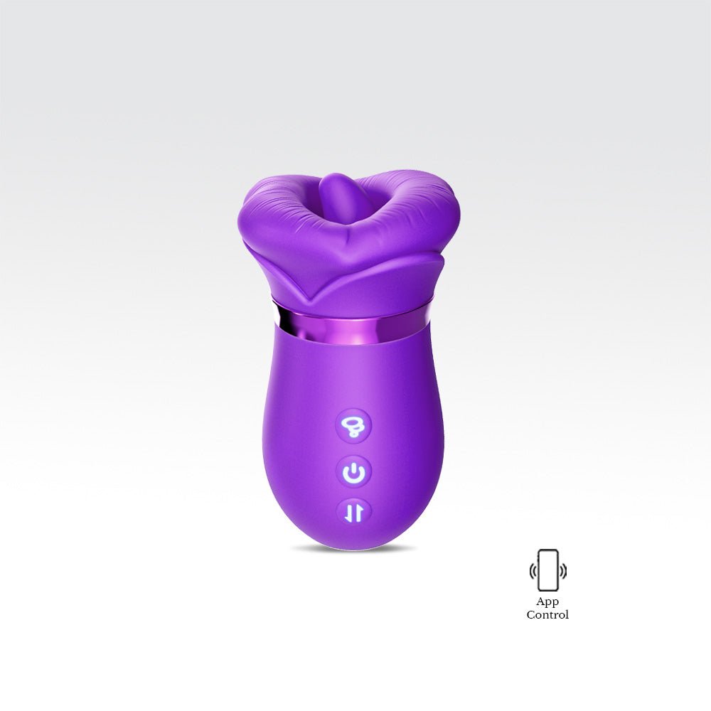 Purple electronic device with heart-shaped top on a white background