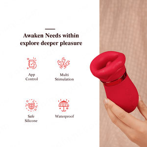 LIPS| Kiss App Control Tongue Licking Multi Stimulations Mouth Vibrator - Sohimi