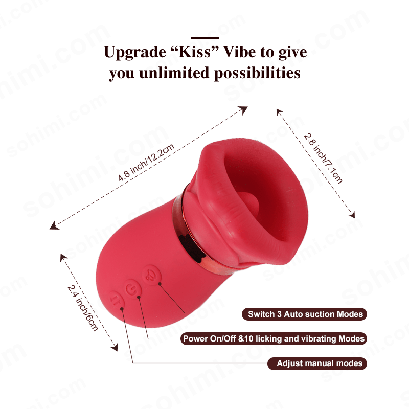 LIPS| Kiss App Control Tongue Licking Multi Stimulations Mouth Vibrator - Sohimi