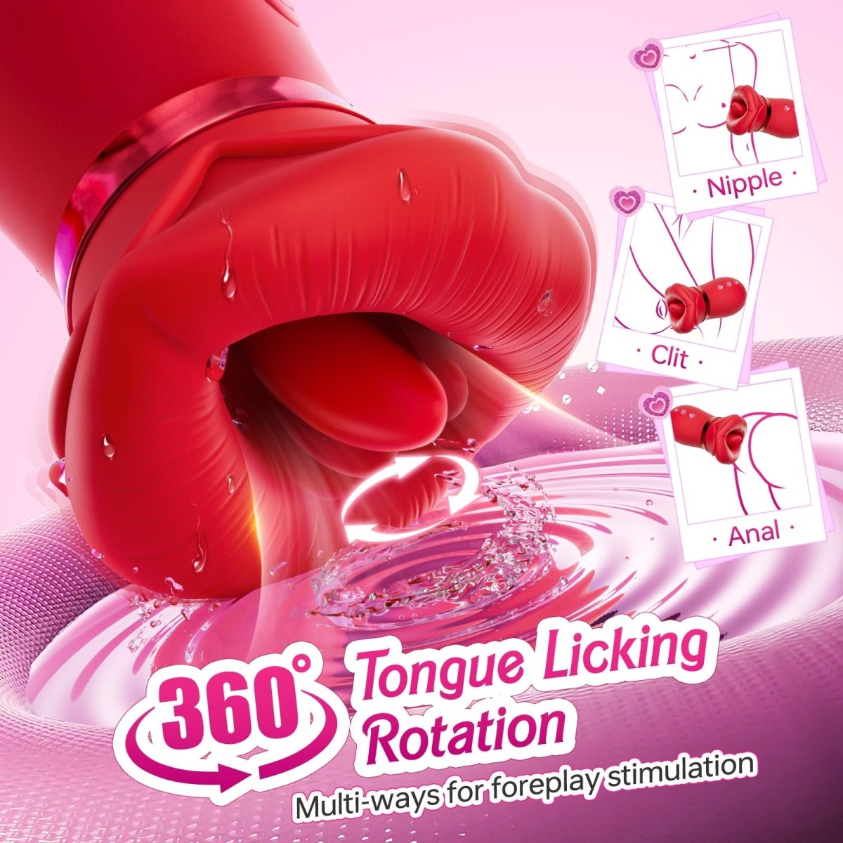 LIPS|4 in 1 Kiss App Control Tongue Licking Multi Stimulations Mouth Vibrator Toy - Sohimi