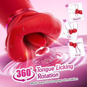 LIPS|4 in 1 Kiss App Control Tongue Licking Multi Stimulations Mouth Vibrator Toy - Sohimi