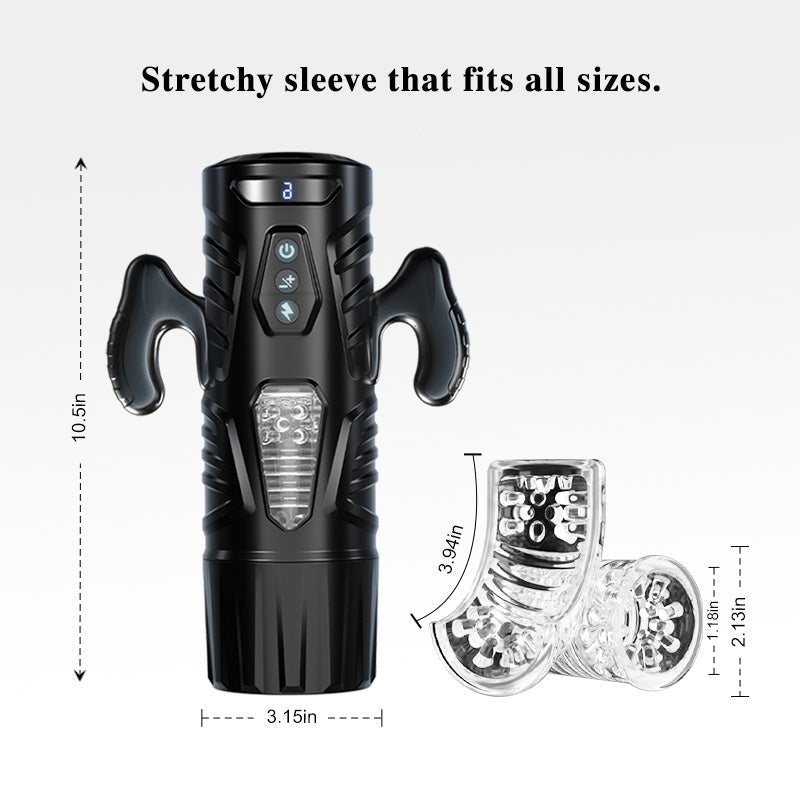 Pocket pussy graphic showing suction cup base and thrusting motion