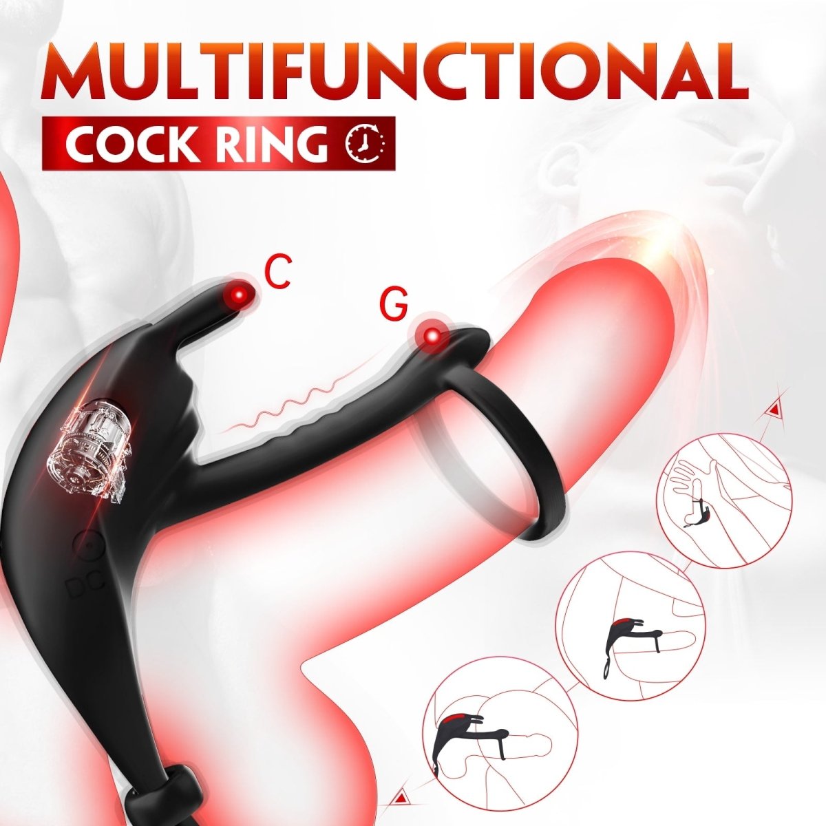 Multifunctional 7 Vibration Adjustable Design Cock Ring - Sohimi