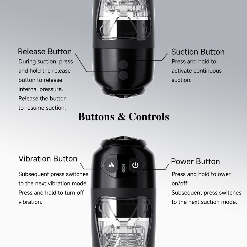 Black electronic device with labeled buttons and controls on a gray background