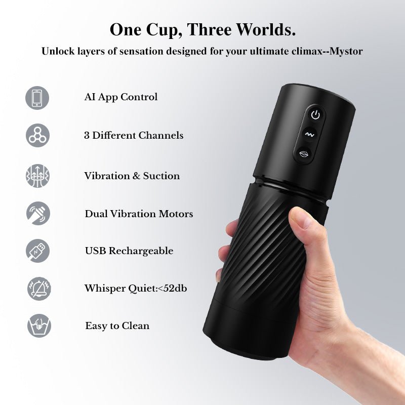 Mystor| App Control 3 Sleeves Vibrating and Suction Male Masturbator - Sohimi