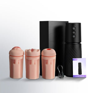 Mystor| App Control 3 Sleeves Vibrating and Suction Male Masturbator - Sohimi