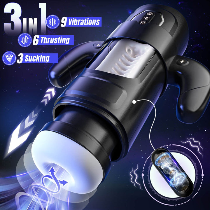 New 3 in 1 Thrusting and Suction Vibration Male Masturbation Cup Toy - Sohimi