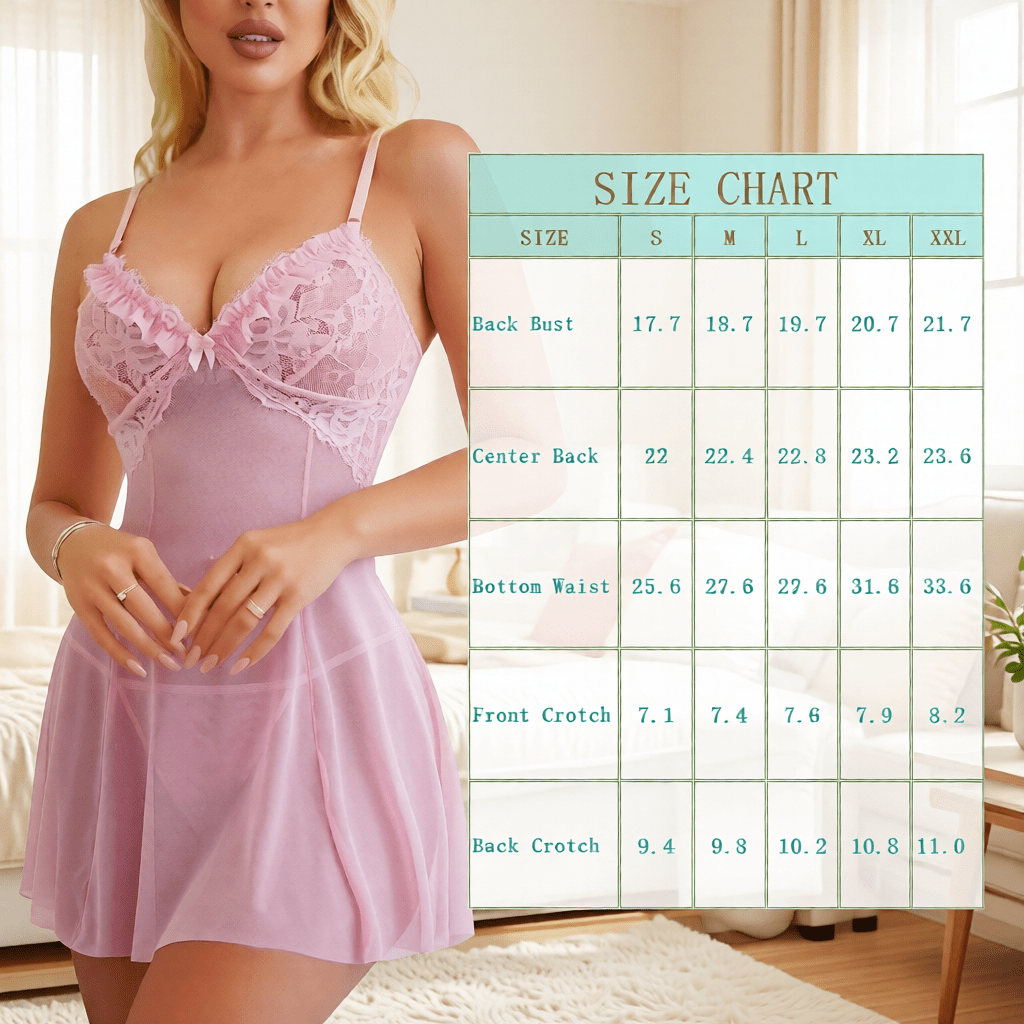 Soft Pink Lace Babydoll Lingerie Set Soft Pink Lace Babydoll Lingerie Set