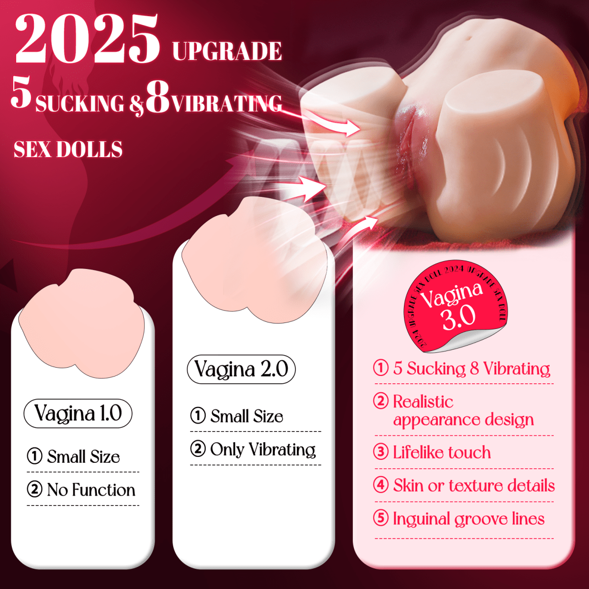 SASHI App Vibrating Dual Channels Butt Sex Doll | Sohimi