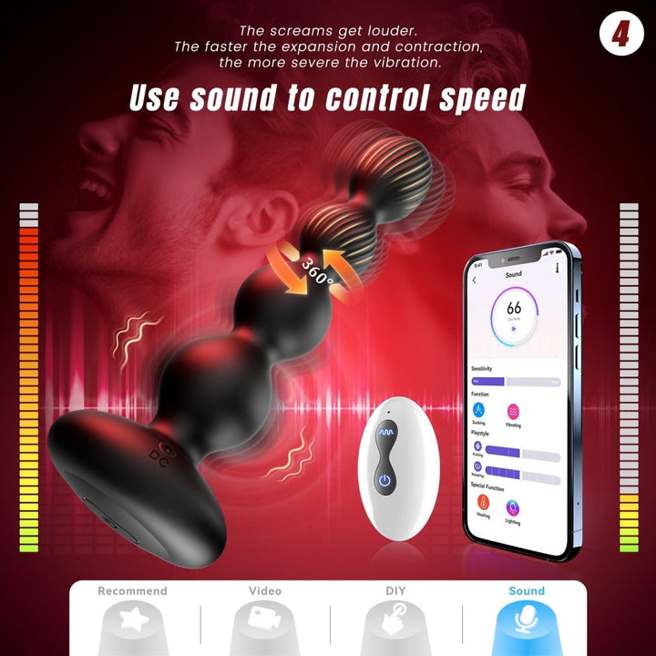 SAURON APP Control Vibrating and Rotating Anal Male Toy Vibrator - Sohimi