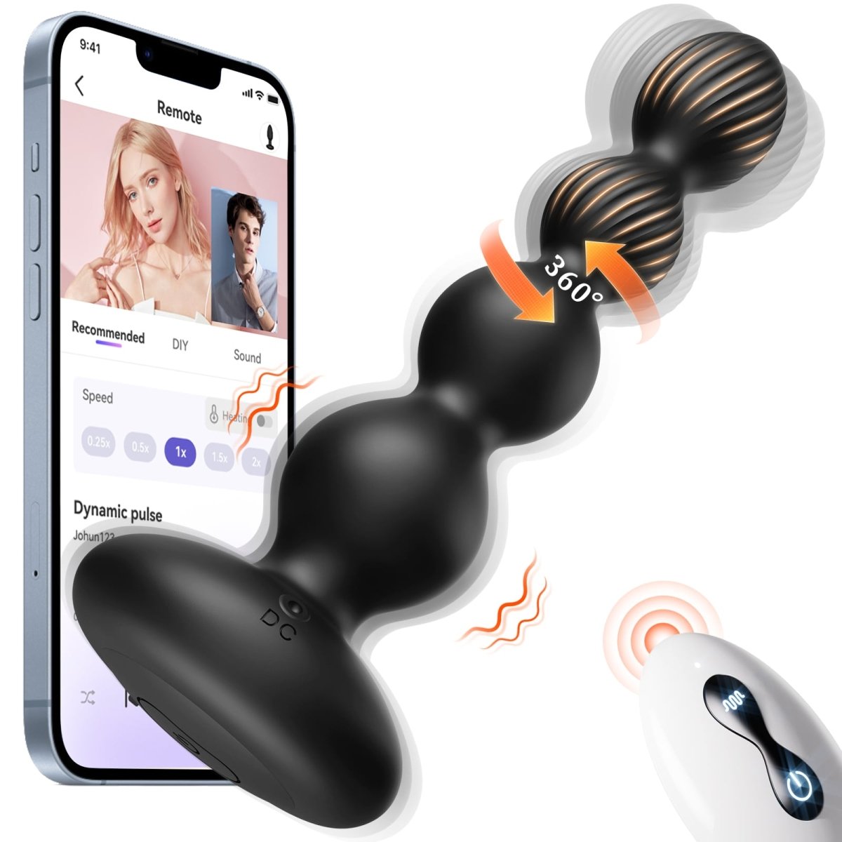 SAURON APP Control Vibrating and Rotating Anal Male Toy Vibrator - Sohimi